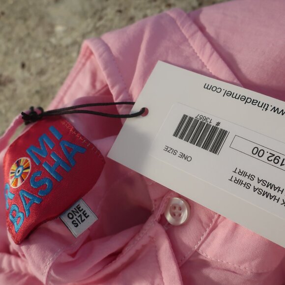 NWT Womens Romi Basha Pink Hamsa Button Down Shirt O/S - Picture 6 of 6
